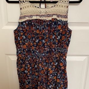 Xhilaration Blue Floral Romper - Size XL